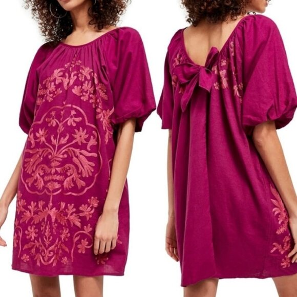 NWT Free People Fiona Embroidered Mini Dress S - Picture 1 of 9
